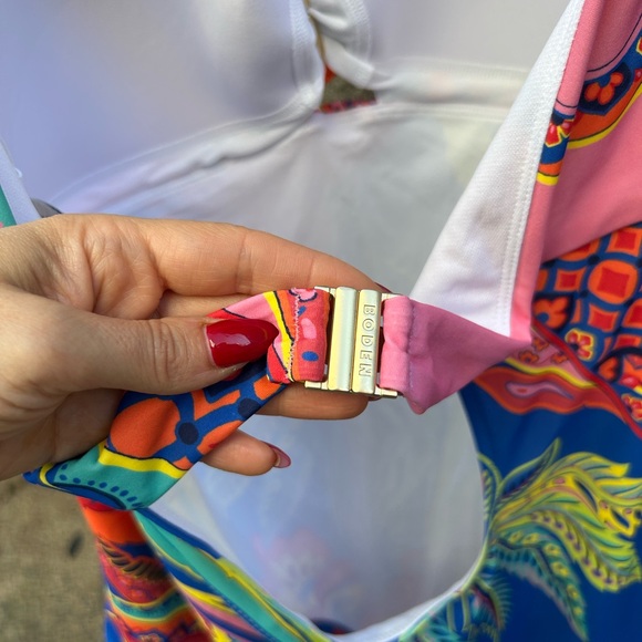 Boden Swimsuit One Piece Plus Sz 16-18 Colorful Santorini Halter Padded Resort - Picture 5 of 16